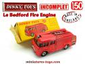 Le Bedford Fire Brigade pompiers miniature de Dinky Toys England incomplet