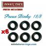Les 6 pneus Dinky Toys 18/8 noirs et lisses pour miniatures Dinky