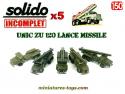 5 camions militaires Unic ZU 120 lances missiles miniatures Solido au 1/50e