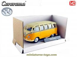 Le Combi T1 Samba vitré Volkswagen orange en miniature par Cararama au 1/43e