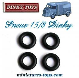 Lot de 4 pneus Dinky Toys 15/8 noirs et lisses pour HY Citroën miniature de Dinky