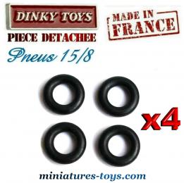 4 pneus Dinky Toys 15/8 noirs lisses pour voitures miniatures séries 24/500