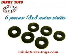 6 Pneus Dinky Toys 18/8 noirs striés pour miniatures militaires Dinky England