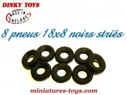 8 Pneus Dinky Toys 18/8 noirs striés pour miniatures militaires de Dinky England