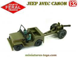 La Jeep Willys militaire avec canon jouet de bazar en plastique par Feral au 1/32e