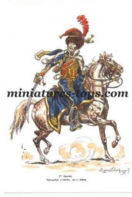 Une reproduction de gravure Napoléonienne L'artillerie a cheval