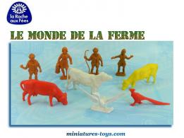 Les 9 figurines et animaux de la ferme des années 1970 par La roche aux fées