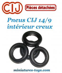 Lot de 4 pneus 14/9 creux noirs et lisses pour les miniatures CIJ