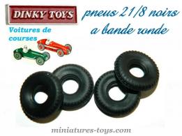 4 pneus Dinky Toys 21/8 noirs a bande ronde pour voitures de courses Dinky