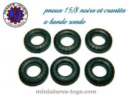 6 pneus 15/8 noirs et crantés a bande ronde pour miniatures France Jouets