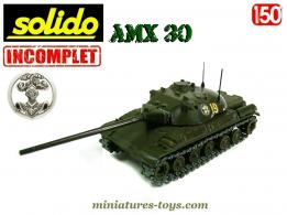 Le char français AMX 30 de Solido en miniature au 1/50e incomplet