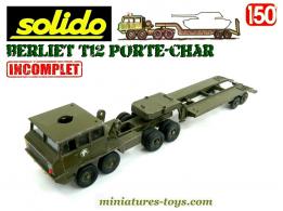 Le Berliet T12 semi porte char en miniature de Solido au 1/50e incomplet