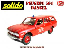 Le break 4x4 Peugeot 504 Dangel Pompiers en miniature de Solido au 1/43e