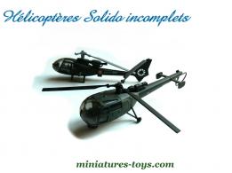 Les hélicoptères Alouette 3 et Gazelle militaire de Solido au 1/55e incomplets