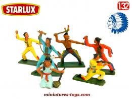 Un lot d'indiens avec squaw en figurines par Starlux incomplets au 1/32e