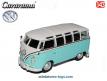 Le Combi T1 Samba vitré Volkswagen bleu en miniature par Cararama au 1/43e