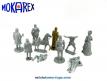 Un lot de 9 figurines Mokarex rois et moyen âge au 1/32e incomplètes
