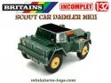 Le Scout car Daimler Mk II vert en miniature Britains au 1/32e incomplet