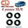 Lot de 4 pneus 18/8 noirs et lisses pour voitures miniatures CIJ et Dinky Toys