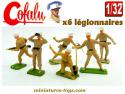 Les six petits soldats de la légion étrangère en plastique brun Cofalu au 1/32e