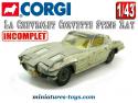 La Chevrolet Corvette Sting Ray miniature de Corgi Toys au 1/43e incomplète