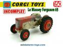 Le tracteur Massey Ferguson 65 en miniature Corgi Toys au 1/50e incomplet