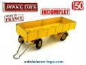 La remorque jaune 4 roues miniature de Dinky Toys au 1/50e incomplète