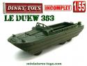 Le DUKW 353 US 6x6 amphibie miniature de Dinky Toys au 1/55e incomplet