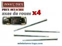 Lot de quatre axes de roues en métal chromés pour miniatures Dinky Toys