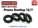 4 pneus Dinky Toys 12/7 noirs et striés Dunlop pour voitures miniatures Dinky