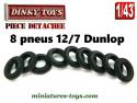 8 pneus Dinky Toys 12/7 noirs et striés Dunlop pour voitures miniatures Dinky