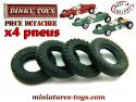 4 pneus Dinky Toys 13/7 noirs des voitures de courses miniatures Dinky GB