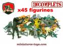 Un lot de 45 petits soldats divers variés incomplets en plastique au 1/32e