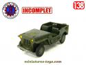 La Jeep militaire en miniature de France Jouets incomplète au 1/38e