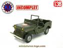 La Jeep militaire en miniature de France Jouets incomplète au 1/38e