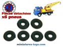 6 pneus 15/7 noirs et crantés pour camions miniatures France Jouets