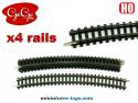 Un lot de 4 rails courbes pour trains miniatures par gégé France au H0