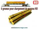 Les six grumes de bois pour le chargement de wagons miniatures au HO