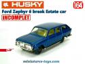 Le break Ford Zephyr 6 Estate car bleu miniature par Husky au 1/64e incomplet