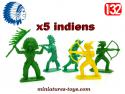 Cinq indiens en figurines plastique au 1/32e