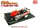 L'Audi R15 TDI sur les 24 h du Mans 2010 en miniature par Ixo Models au 1/43e