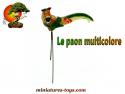 Le Paon muticolore du jardin japonais miniature vintage