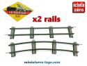 Les deux rails droit et courbe pour train mécanique échelle 0 de la marque LR