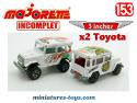 Les deux Toyota 4x4 miniatures par Majorette au 1/53e incomplets
