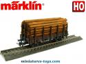 Le wagon plat à ranchers transport de bois en miniature Marklin au HO