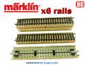 Un lot de 6 rails ferroviaires droits en métal 3 voies de Marklin au H0 HO