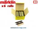 La boite de 6 petits rails ferroviaires droits en métal 3 voies  Marklin au HO