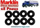 Lot de 8 pneus 18/8 noirs pour camions miniatures Marklin série 8000