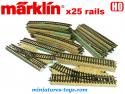 Un lot de 25 rails ferroviaires en métal 3 voies de Marklin au H0 HO