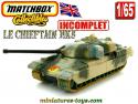 Le char anglais Chieftain MK5 en miniature Matchbox au 1/65e incomplet